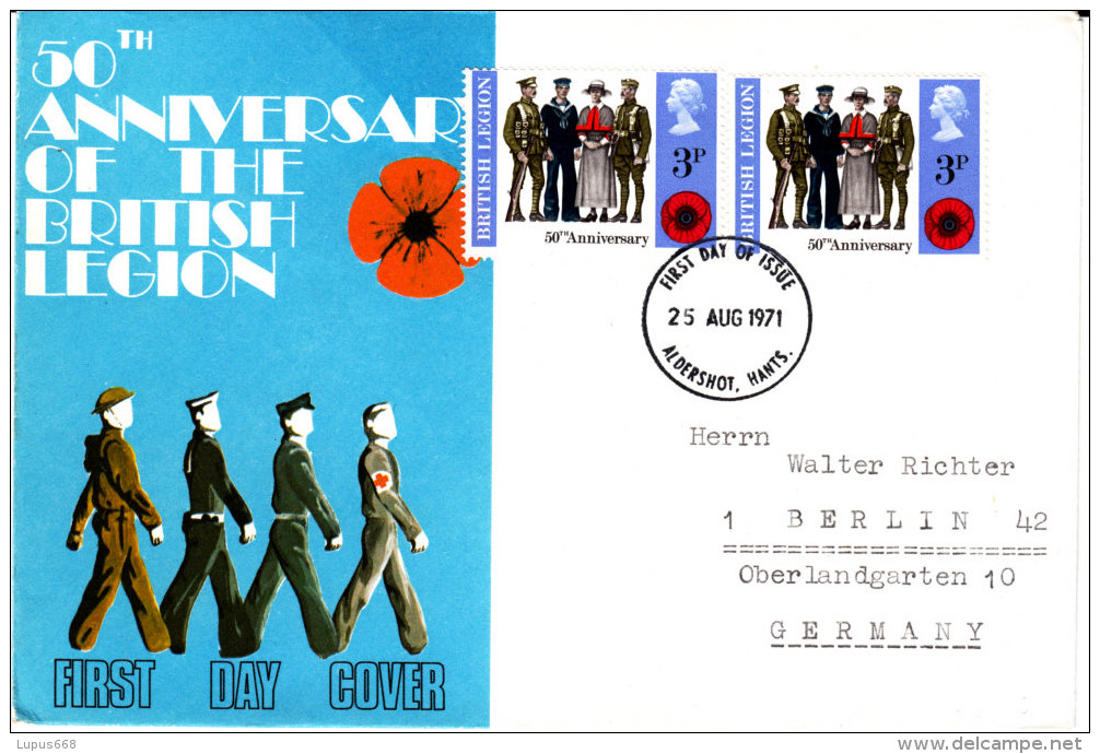 Großbritannien 1971 MiNr.580  FDC  ; 50 Jahre Britische Legion - 1971-1980 Dezimalausgaben