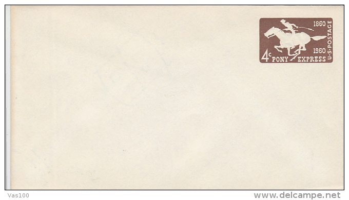 PONY EXPRESS, EMBOISED COVER STATIONERY, ENTIER POSTAUX, 1960, USA - 1941-60