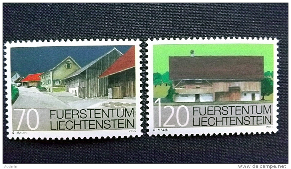Liechtenstein 1294/5 **/mnh, Ortsbildschutz: Siedlung „Loch“ In Popers, Mauren, Bauernhaus Am Weiherring, Mauren - Neufs