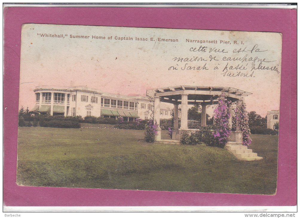 "WHITEHALL " Summer Home Of Capitain Isaac E. Emerson  NARRAGANSETT, R.I. - Autres & Non Classés