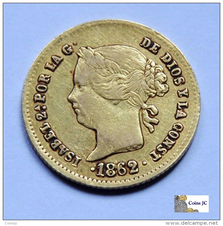 Isabel II - 2 Pesos Oro - Manila - 1862 - Otros & Sin Clasificación