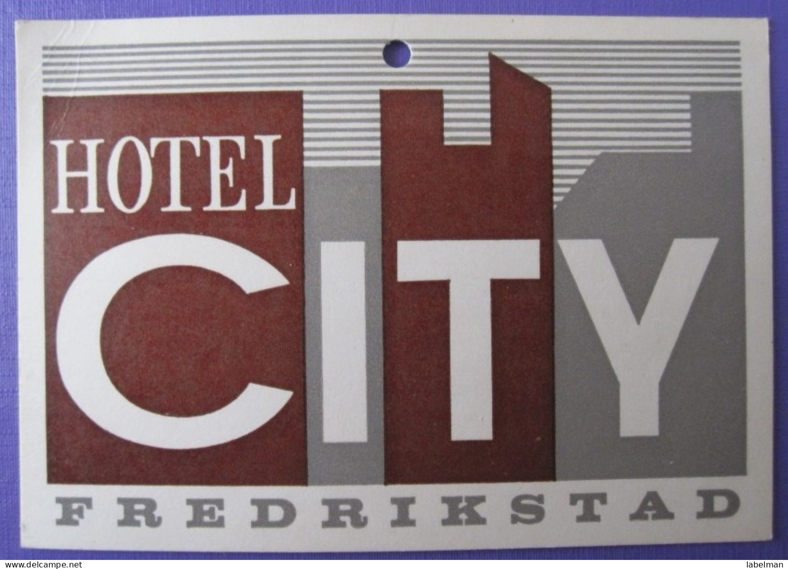 HOTEL HOTELLI HOTELL HOTELLET PENSION CITY FREDRIKSTAD NORVEGE NORWAY NORGE DECAL LUGGAGE LABEL ETIQUETTE AUFKLEBER - Hotel Labels