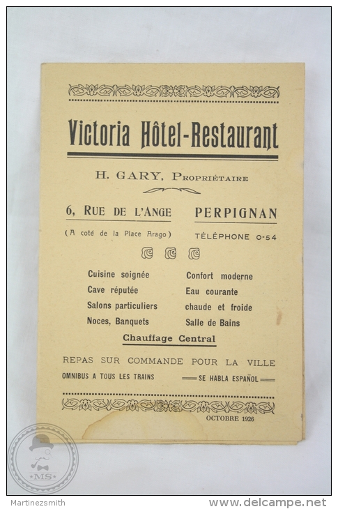 Old 1926 Tourism Brochure: France, Victoria Hotel Restaurant - Cuadernillos Turísticos