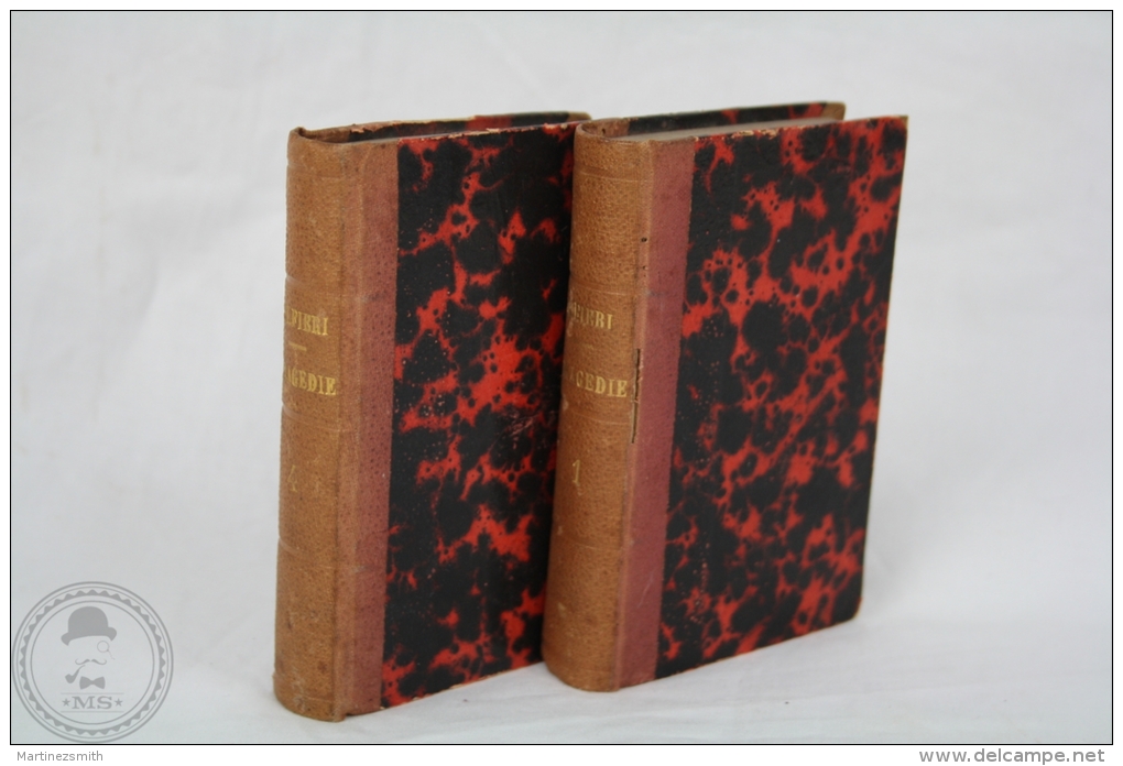 Antique 1826 Small Italian Books, Vol. I & IV - Tragedie Di Vittorio Alfieri, Firenze - Libros Antiguos Y De Colección