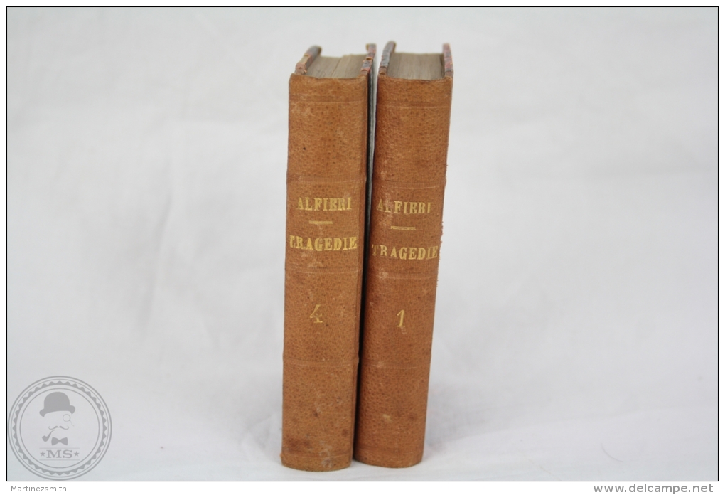 Antique 1826 Small Italian Books, Vol. I & IV - Tragedie Di Vittorio Alfieri, Firenze - Libros Antiguos Y De Colección