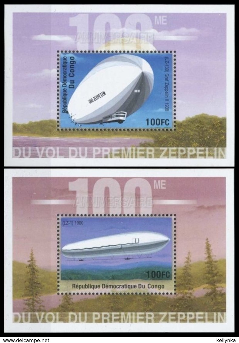 République Démocratique Du Congo - BL193/194 - Centenaire Du Zeppelin - 2001 - MNH - Neufs