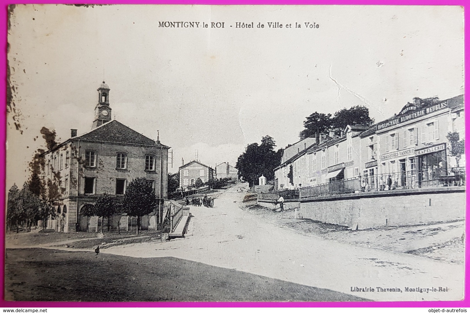 Cpa Montigny Le Roi Hotel De Ville Et La Voie 1922 Carte Postale 52 Haute Marne Proche Chaumont Frécourt Sarrey  Merrey - Montigny Le Roi