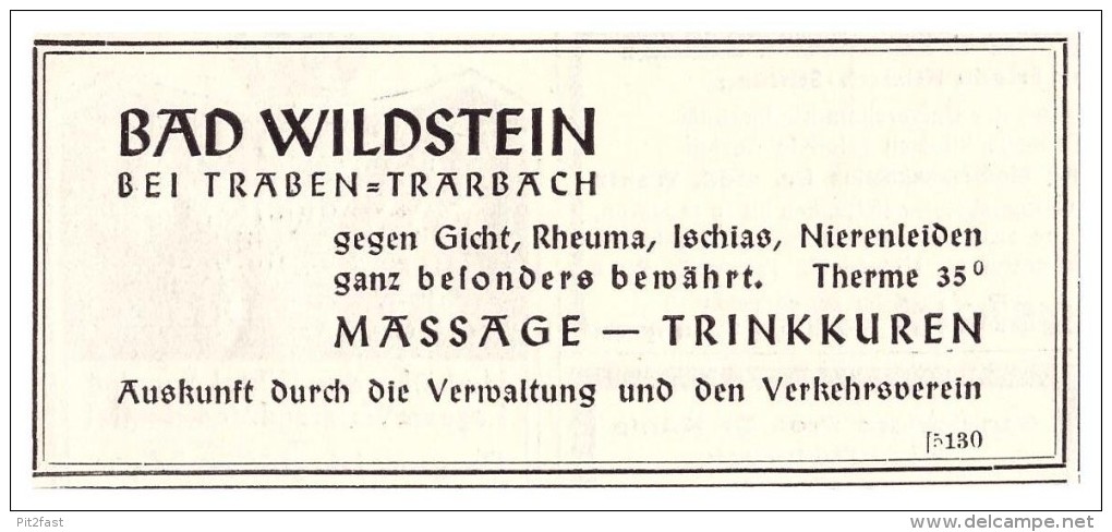 Original Werbung - 1938 - Bad Wildstein B. Traben-Trarbach , Kur , Arzt , Apotheke , Krankenhaus !!! - Traben-Trarbach