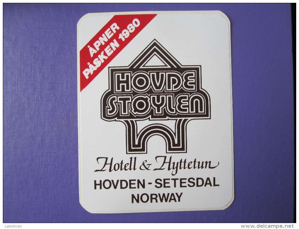 HOTEL HOTELLI HOTELL HOTELLET PENSION HOVDE STOYLEN SETESDAL NORWAY NORGE DECAL LUGGAGE LABEL ETIQUETTE AUFKLEBER - Hotel Labels