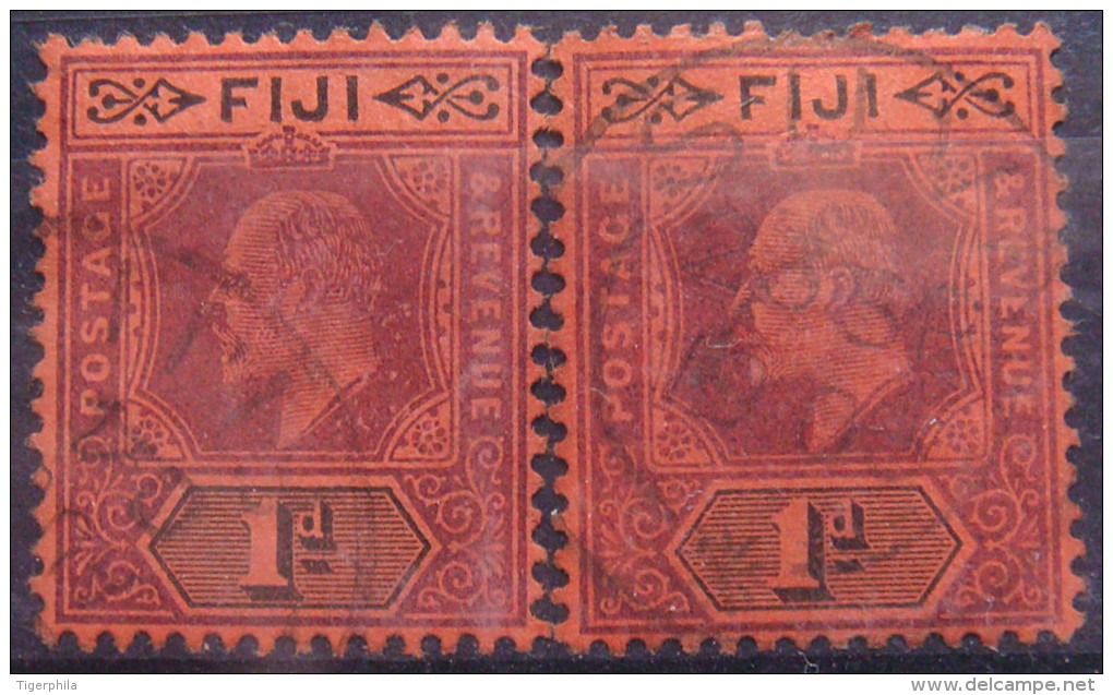 FIJI 1904 1d King Edward VII USED 2 Stamps - Fiji (...-1970)