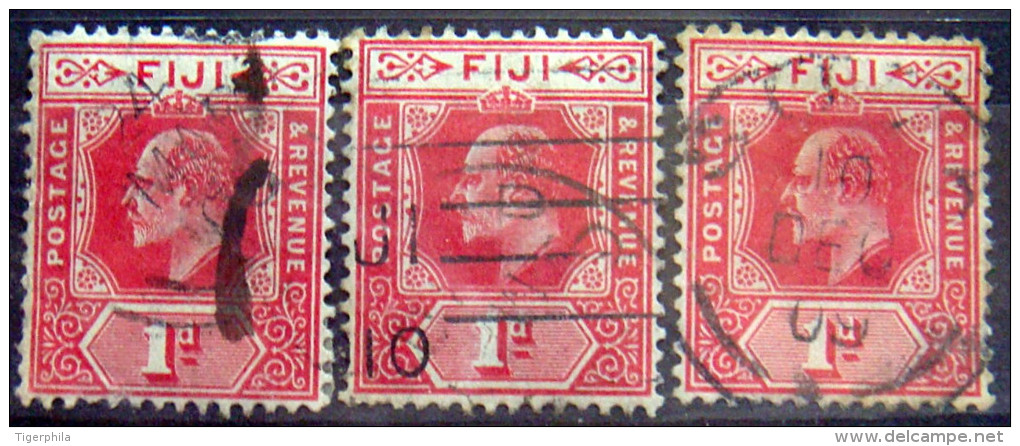 FIJI 1904 1d King Edward VII USED 3 Stamps - Fiji (...-1970)