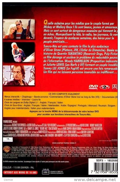 Tueurs Nes °°°° Woody Harrelson , Juliette Lewis  , Robert Downey , Tommy Lee Jones - Action, Aventure