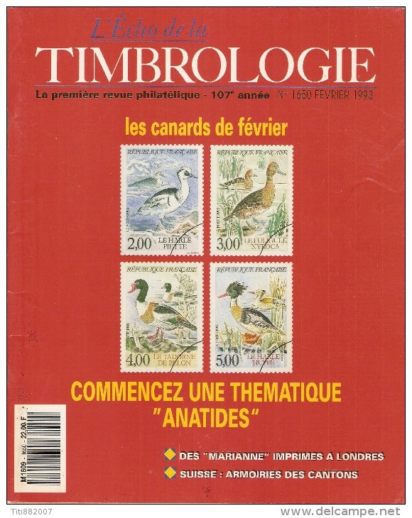 L' Echo De La Timbrologie   -    N°  1650   -    Février    1993 . - Frans (vanaf 1941)