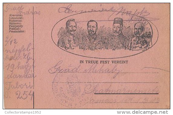 13042- WAR FIELD POSTCARD, UNITED WE STAND, CAMP NR 254, CENSORED, 1916, HUNGARY - Lettres & Documents