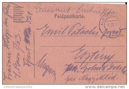 13043- WAR FIELD POSTCARD, CAMP NR 382, CENSORED INFANTERY BATALLION 1/63, 1917, HUNGARY - Briefe U. Dokumente