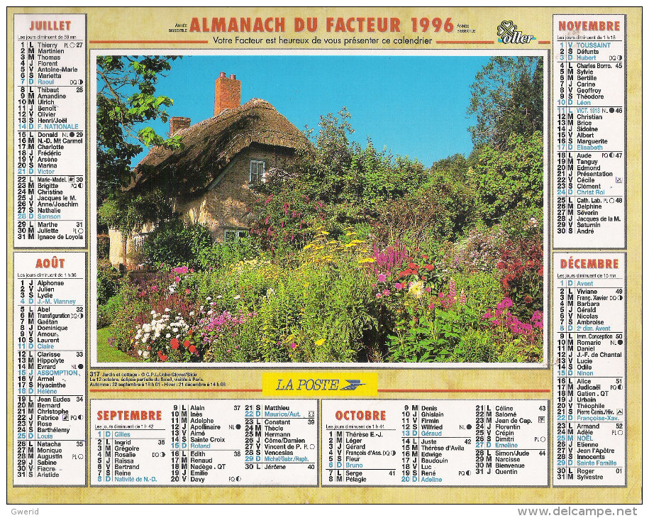1996 CALENDRIER DES PTT  -  HERAULT - Grand Format : 1991-00
