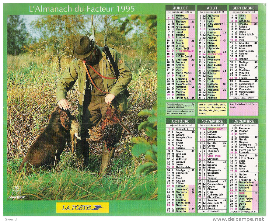 1995 CALENDRIER DES PTT  -  MAINE ET LOIRE - Grand Format : 1991-00