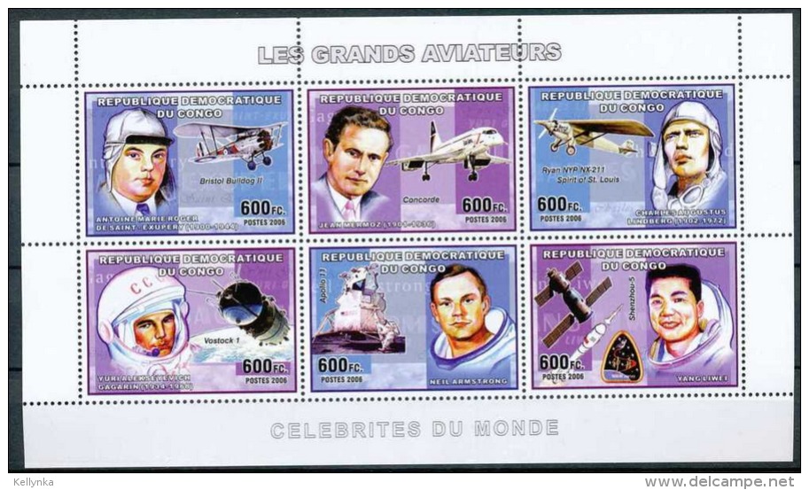 République Démocratique Du Congo - 2283/2288 - Grands Aviateurs Et Astronautes - 2006 - MNH - Neufs