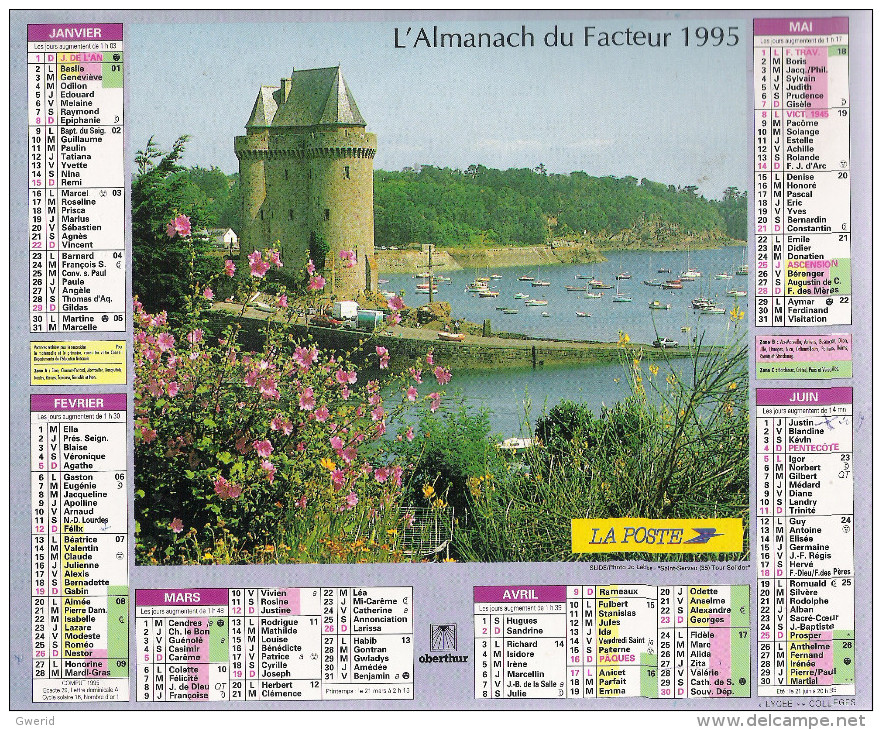1995 CALENDRIER DES PTT  -  MAINE ET LOIRE - Grand Format : 1991-00