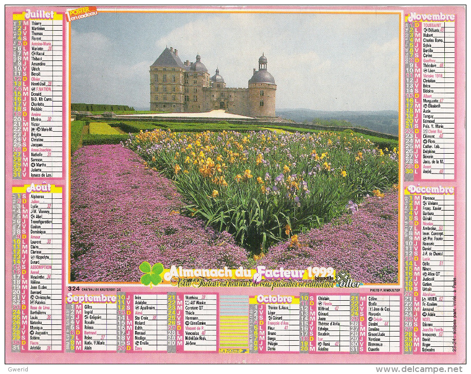 1992 CALENDRIER DES PTT  -  HERAULT - Grand Format : 1991-00