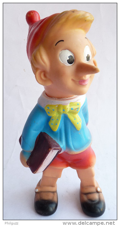 FIGURINE  POUET DISNEY - PINOCCHIO - RUBBERTOYS 196? Tête Articulée - Disney