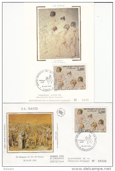 ENVELOPPE FDC ET CARTE PHILATELIQUE DE 1989 SUR LE SERMENT DU JEU DE PAUME DU 20 JUIN 1789 - Autres & Non Classés