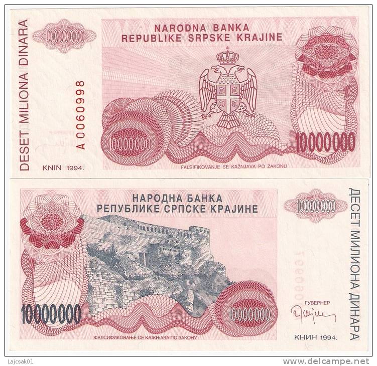 Croatia 10.000.000  Dinara 1994. UNC P-R34 - Croatie