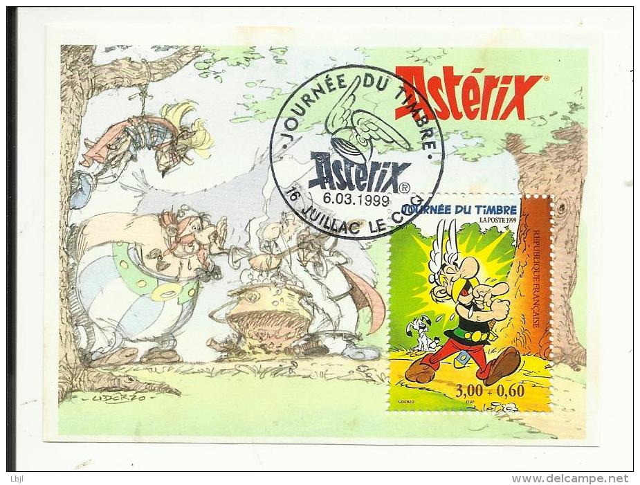 Bloc Feuillet N° 22 , Journée Du Timbre , Astérix , 1999 , Avec Cachet Premie Jour Du 6.03.1999 " 16 JUILLAC LE COQ " - Mint/Hinged