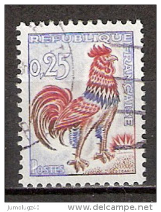 Timbre France Y&T N°1331 (08) Obl.  Coq De Decaris. 0.25 F. Outremer, Carmin Et Brun. Cote 0,15 € - 1962-1965 Coq De Decaris