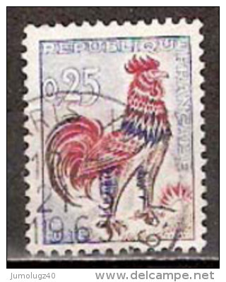 Timbre France Y&T N°1331 (07) Obl.  Coq De Decaris. 0.25 F. Outremer, Carmin Et Brun. Cote 0,15 € - 1962-1965 Coq De Decaris