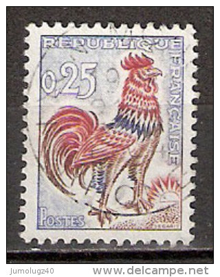 Timbre France Y&T N°1331 (09) Obl.  Coq De Decaris. 0.25 F. Outremer, Carmin Et Brun. Cote 0,15 € - 1962-1965 Coq De Decaris