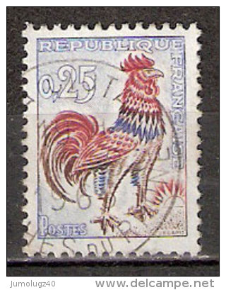 Timbre France Y&T N°1331 (13) Obl.  Coq De Decaris. 0.25 F. Outremer, Carmin Et Brun. Cote 0,15 € - 1962-1965 Cock Of Decaris