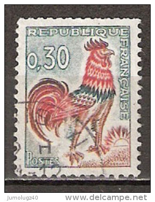 Timbre France Y&T N°1331A (18) Obl.  Coq De Decaris. 0.30 F. Vert, Rouge Et Bistre. Cote 0,15 € - 1962-1965 Cock Of Decaris