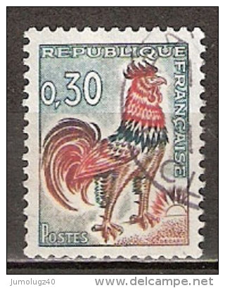 Timbre France Y&T N°1331A (19) Obl.  Coq De Decaris. 0.30 F. Vert, Rouge Et Bistre. Cote 0,15 € - 1962-1965 Coq De Decaris