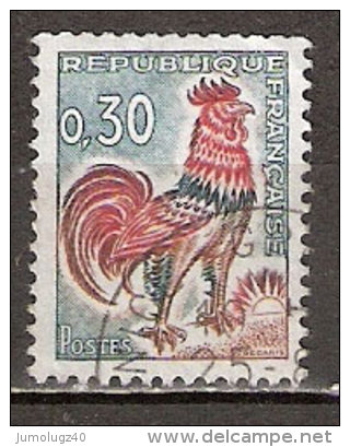 Timbre France Y&T N°1331A (20) Obl.  Coq De Decaris. 0.30 F. Vert, Rouge Et Bistre. Cote 0,15 € - 1962-1965 Cock Of Decaris