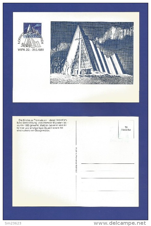 Norwegen 1981  Mi.Nr. 833 , Bauwerke - Kirche Zu Tromsdalen - Maximum Card - WIPA 22.-31.5.1981 - Cartes-maximum (CM)