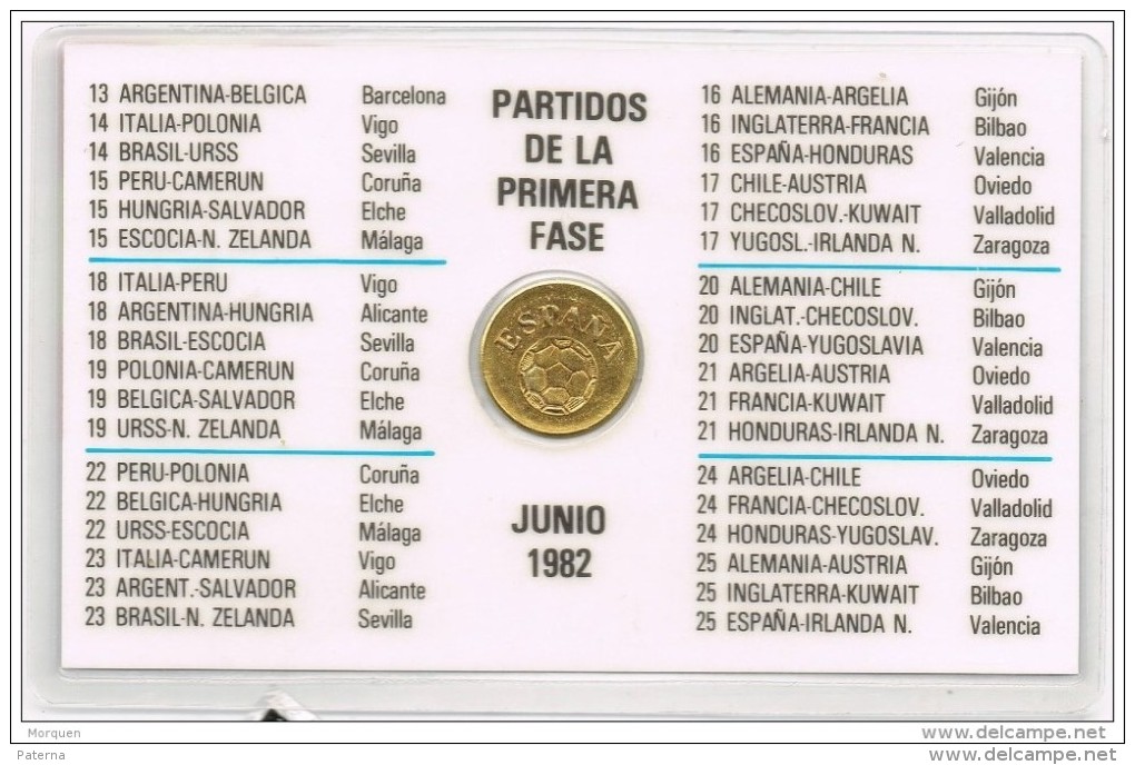 F-300  Medalla Copa Del Mundo Fútbol 1982, España  , Placada De Oro Fino  24 Kts, Conmemorativa - Other & Unclassified