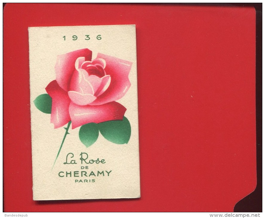 ROSE DE CHERAMY PARIS  COIFFEUR GEORGES  RUE DU CHERCHE MIDI CALENDRIER POCHE 1936 EN TRES BON ETAT - Tamaño Pequeño : 1921-40