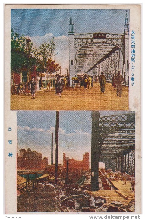 Cpa,asie,asia,japon,japan ,chine,china,kobe,nippon, Japanese,japonais,carte Animée,destruction,pont En Travaux - Sonstige & Ohne Zuordnung