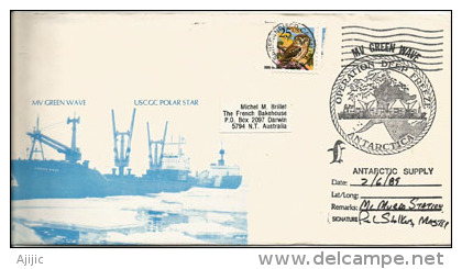 Expedition Antarctique Americaine 1989. MacMurdo Station.(Operation DeepFreeze) Navire MV Green Wave. Signée. Rare. - Bases Antarctiques