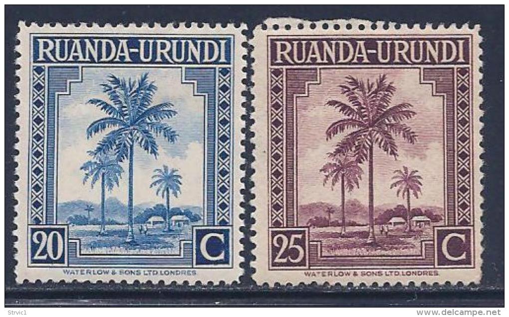 Ruanda Urundi, Scott # 71-2 Mint Hinged Oil Palms, 1942 - Unused Stamps