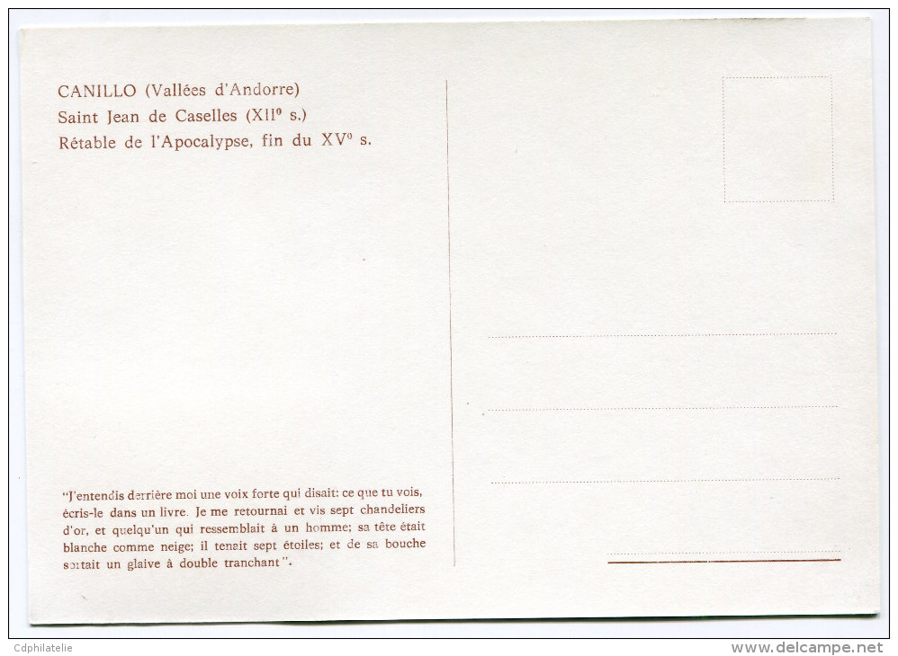 ANDORRE CARTES MAXIMUM DES N°198/200 RETABLE DE LA CHAPELLE DE SAINT-JEAN-DE-CASELLES OBLITERATION  ANDORRE-LA-VIEILLE - Maximum Cards