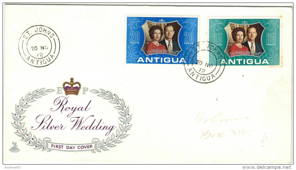 ANTIGUA - 1972 - ROYAL SILVER WEDDING - FDC - 1960-1981 Autonomie Interne