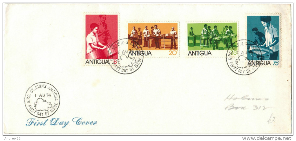 ANTIGUA - 1974 - Antiguan Steel Bands - FDC - 1960-1981 Ministerial Government
