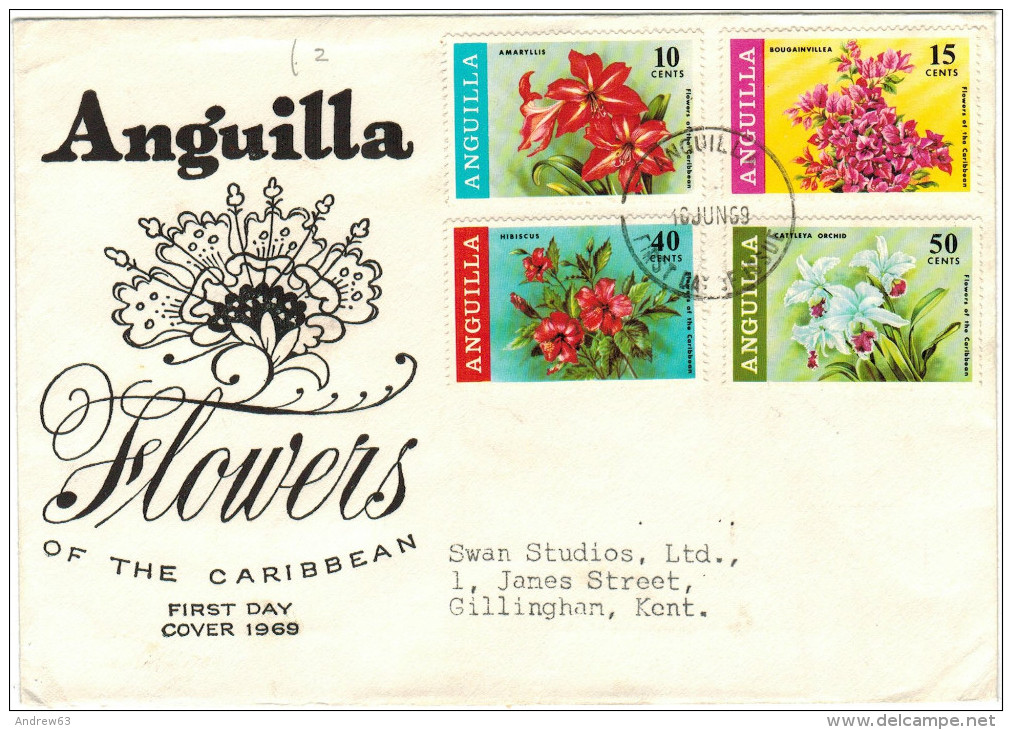 ANGUILLA - 1969 - Caribbean Flowers - FDC - Anguilla (1968-...)