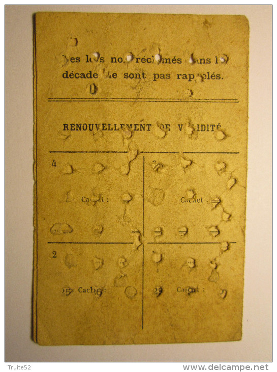 CARTE De TABAC  MILLARD Jules AIGREMONT Débit Tenu Par DURIEUX LANGRES Timbre 20 Fr Contribution Aux Depenses De L'entra - Documenten