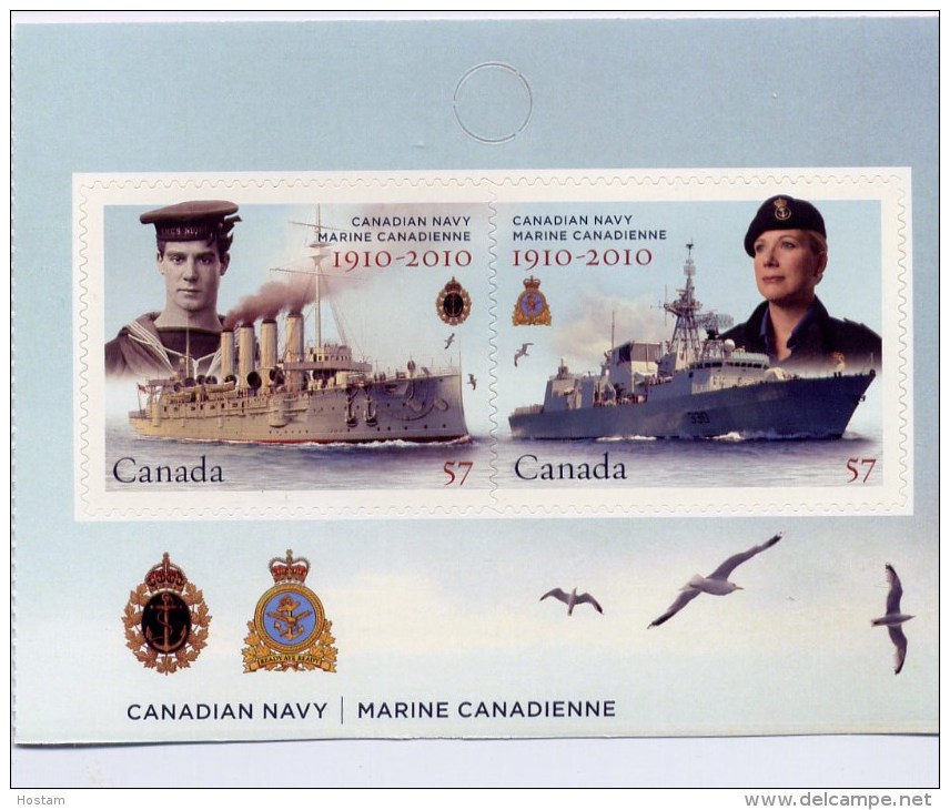 CANADA 2010, # 2385-6,  100 YEAR OF CANADIAN NAVY  .  GOOD CONDITION - Timbres Seuls