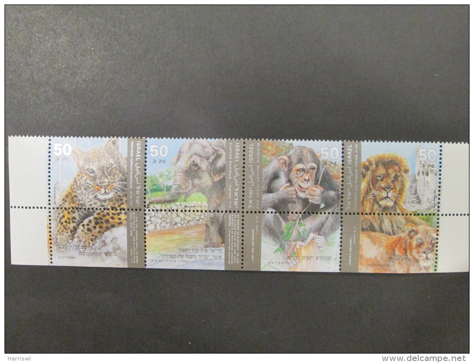 ISRAEL 1992 ZOO ANIMALS MINT TAB  STAMPS - Unused Stamps (with Tabs)