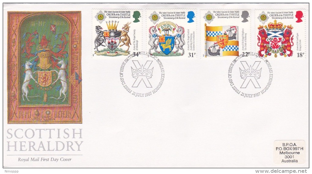 Great Britain 1987 Scottish Heraldry FDC - 1981-1990 Decimal Issues