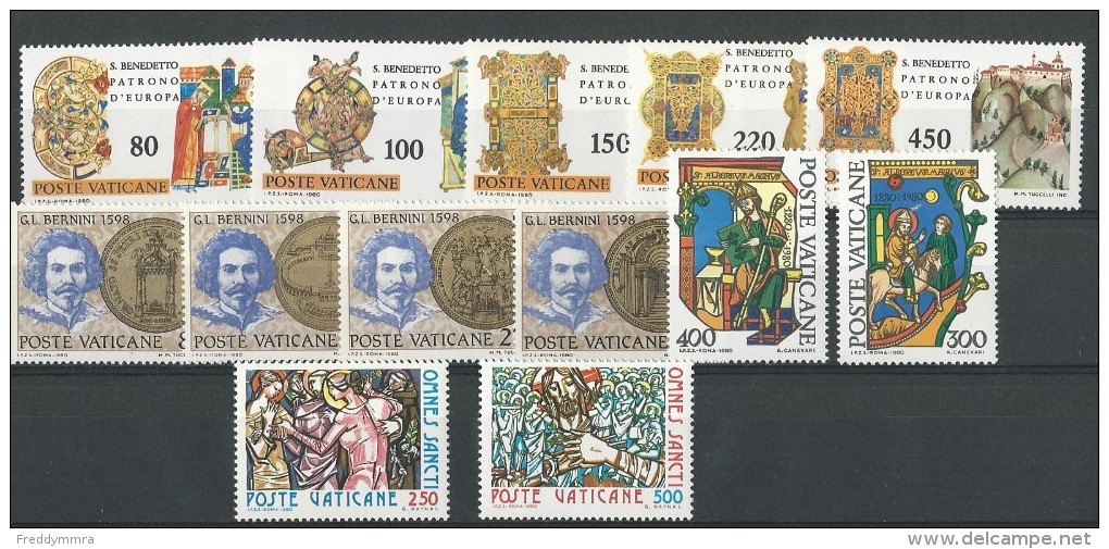 Vatican: Année 1980 ** (689/ 701) - Années Complètes